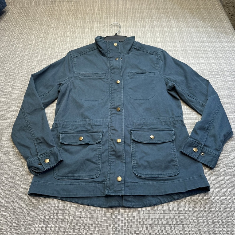 LL Bean Utility‎ Jacket Womens XS Teal Blue Field Safari Coat Coastal BeanFlex